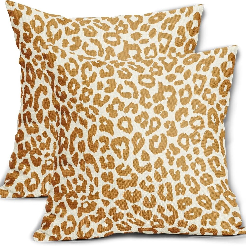 Mustard Yellow Leopard Print Pillow Covers 20x20